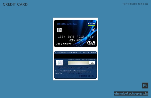 Beispielvorschau für eine Visum-Signaturkarte der Usbekistan Qishloq Qurilish Bank